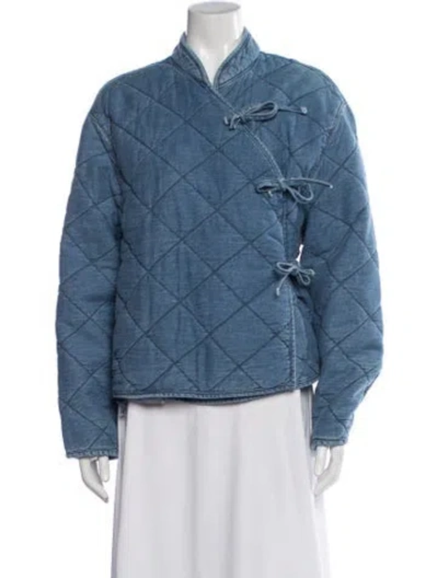 Pre-owned Rixo London Coat In Blue