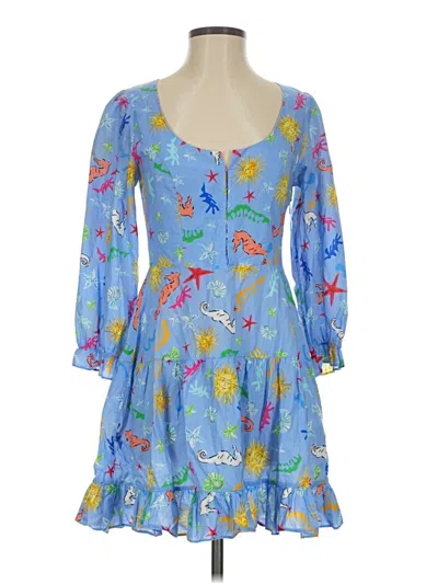 Pre-owned Rixo London Cocktail Dress In Blue