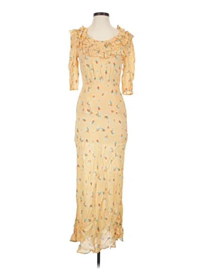 Pre-owned Rixo London Cocktail Dress In Yellow