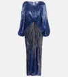 Rixo London Coco Sequined Midi Dress In Blue