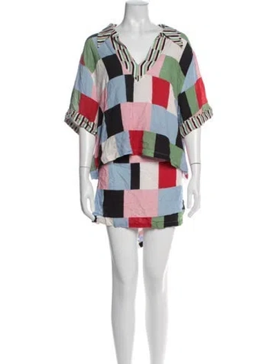 Pre-owned Rixo London Colorblock Pattern Skirt Set W/ Tags In Multi