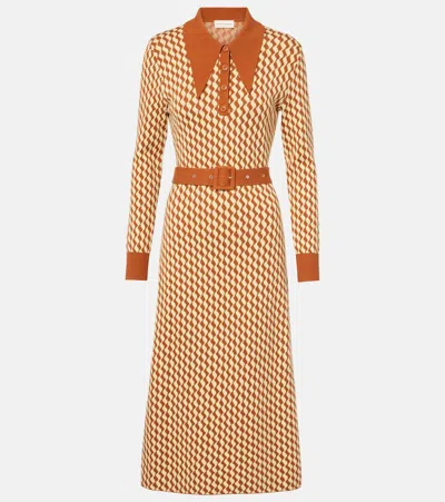 Rixo London Cotton-blend Midi Dress In Ginger Tea