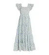 Rixo London Cotton Floral Kendall Midi Dress In Blue