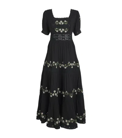 Rixo London Cotton Philippa Midi Dress In Black