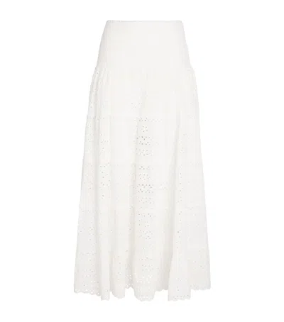 Rixo London Cotton Ripeka Maxi Skirt In White