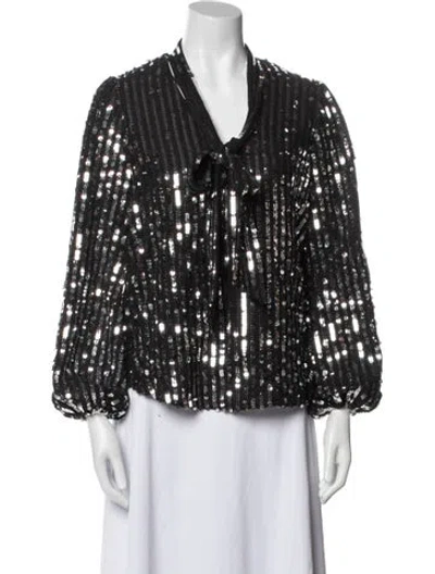 Pre-owned Rixo London Cowl Neck Three-quarter Sleeve Blouse In Black