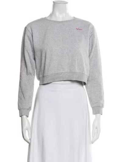 Pre-owned Rixo London Crew Neck Long Sleeve Crop Top In White