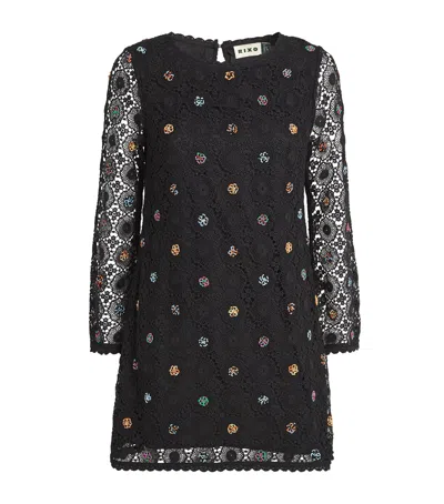 Rixo London Crochet Embellished Mylene Mini Dress In Black