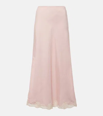 Rixo London Crystal Lace-trimmed Maxi Skirt In Pink