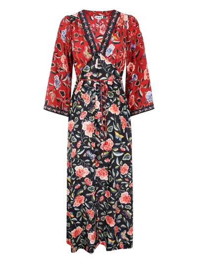 RIXO LONDON DAHLIA SILK MIDI DRESS