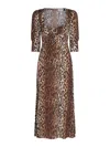 Rixo London Rixo All-over Leopard Printed Midi Dress In Estampado Animalier