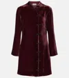 Rixo London Delphina Velvet Minidress In Burgundy