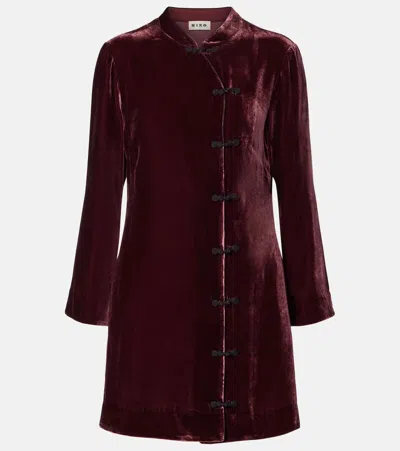 Rixo London Delphina Velvet Minidress In Burgundy
