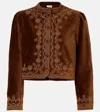 Rixo London Denver Embroidered Cotton Velvet Jacket In Brown