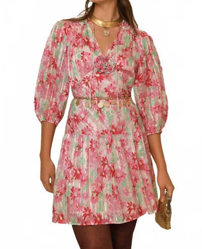 Rixo London Devi Mini Dress In Pink Daisy Trail