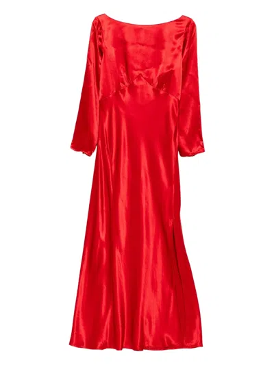 Rixo London Devina Satin Midi Dress In Red