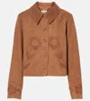 Rixo London Dionne Appliqué Suede Jacket In Brown