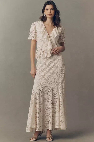 Rixo London Dollie Ruffled Lace Blouse In White