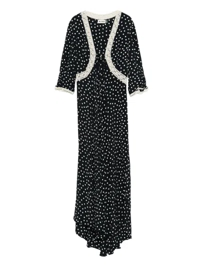 Rixo London Dotted Lace Dress In Black