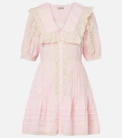 Rixo London Dove Embroidered Cotton Voile Minidress In Pink