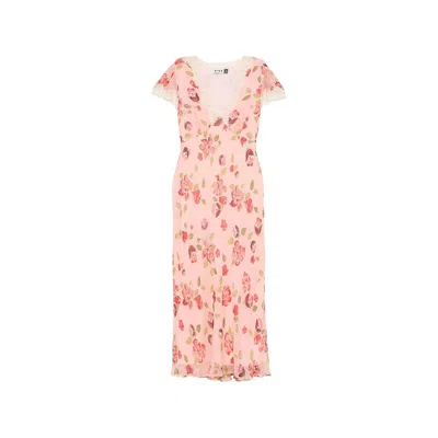 Rixo London Womens Kimmie Floral Pink Clarice Floral-print Chiffon Midi Dress In Multi