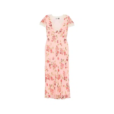 Rixo London Womens Kimmie Floral Pink Clarice Floral-print Chiffon Midi Dress In Multi