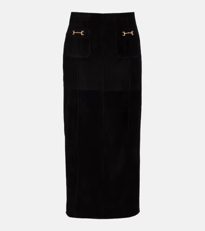 Rixo London Edwina High-rise Suede Midi Skirt In Brown