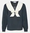 Rixo London Eimer Silk Blouse In Blue