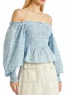 Rixo London Rixo Woman Top Azure Size L Cotton In Blue