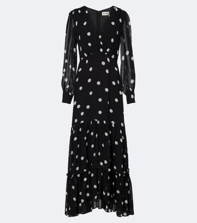 Rixo London Elsie Polka-dot Georgette Midi Dress In Black