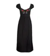 Rixo London Tahlee Embroidered Midi Dress In Black