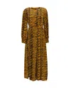 Rixo London Emma Midi Dress In Animal Print Polyester In Multi