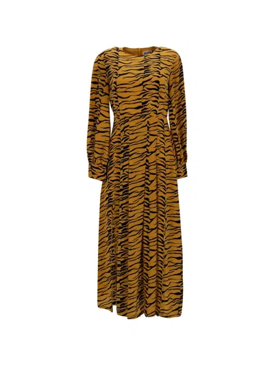 Pre-owned Rixo London Emma Print Midi Dress In Yellow