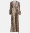Rixo London Emory Printed Silk Maxi Dress In Brown