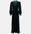 Rixo London Emory Velvet Gown In Green