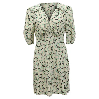 Pre-owned Rixo London Enya Pearl Printed Mini Dress In Multicolor Cotton In Green
