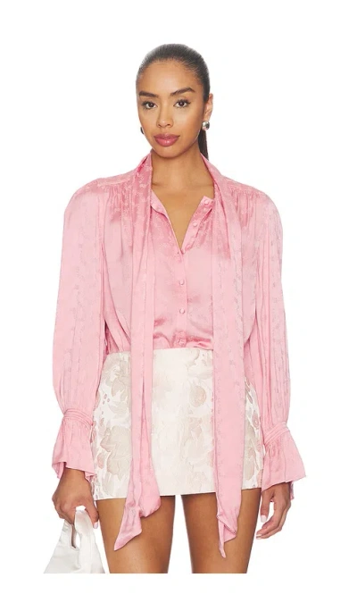Rixo London Evanora Top In Floral Trail Jacquard Pink