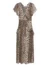 Rixo London Leopard-print Silk Midi Dress In Brown