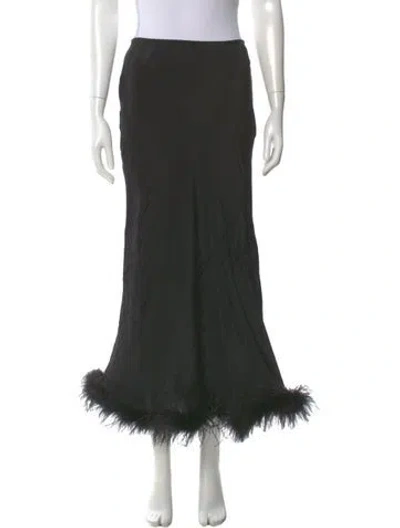 Pre-owned Rixo London Feather Trim Midi Length Skirt W/ Tags In Green