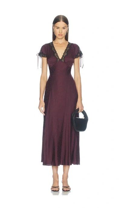 Rixo London Fern Dress In Burgundy
