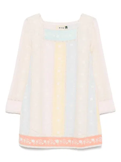 Rixo London Kleid Mit Blumenstickerei In Pink
