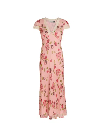 Rixo London Womens Kimmie Floral Pink Clarice Floral-print Chiffon Midi Dress In Multi