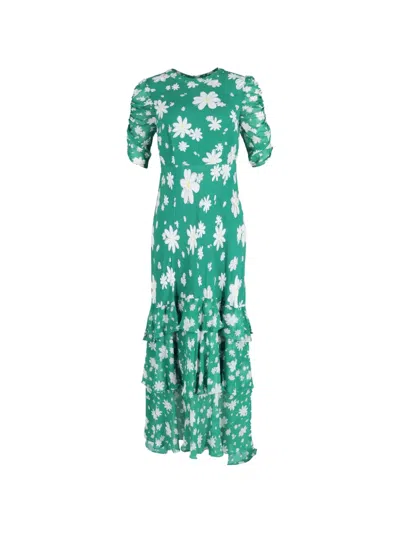 Pre-owned Rixo London Floral Layered Maxi Dress In Green