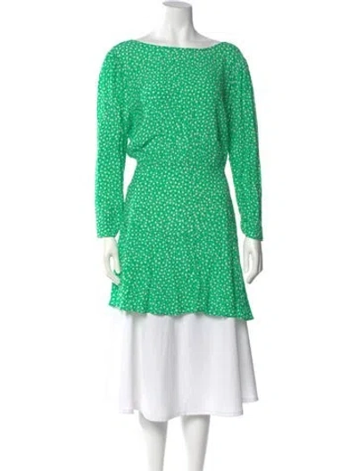 Pre-owned Rixo London Floral Print Bateau Neckline Blouse In Green