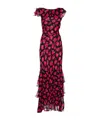 Rixo London Knee Length Vintage Rose Dress With Floral Print In Black