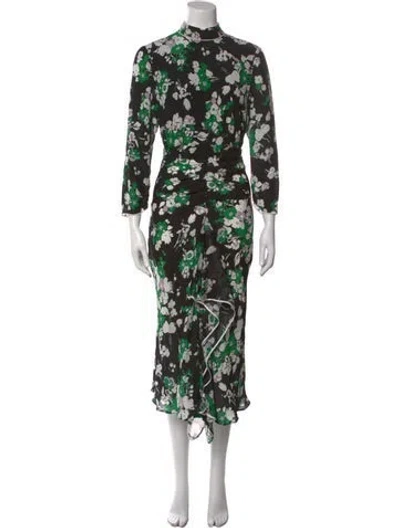 Pre-owned Rixo London Floral Print Long Dress In Black