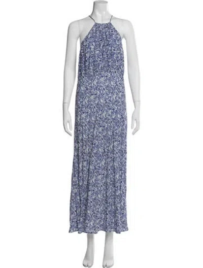 Pre-owned Rixo London Floral Print Long Dress In Blue