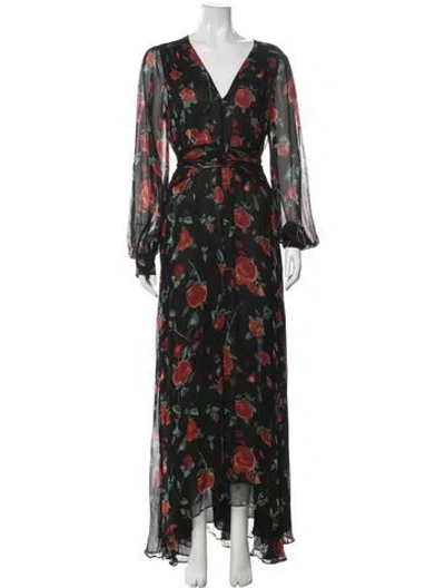 Pre-owned Rixo London Floral Print Long Dress In Multi