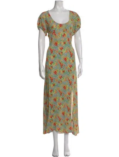 Pre-owned Rixo London Floral Print Long Dress In Multi