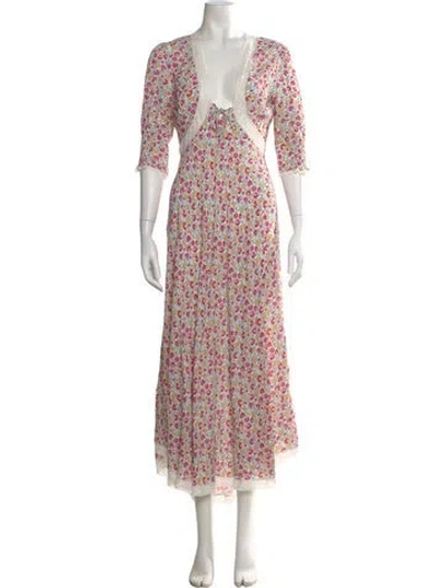 Pre-owned Rixo London Floral Print Long Dress In Multi